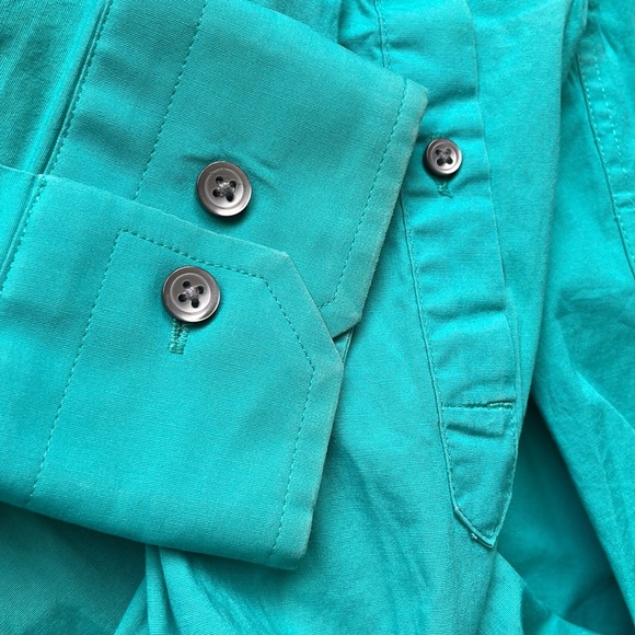 ❤️5/$13Express 1MX aqua dress shirt - Picture 5 of 7